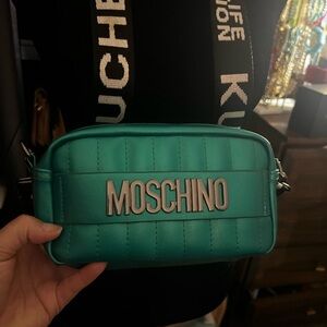 Moschino Inspired Turquoise Quilted Crossbody Bag